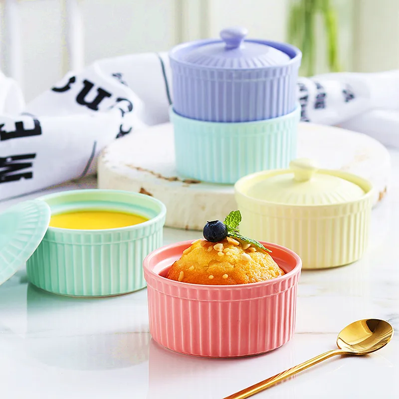 2 шт. Керамика круглый выпечки чаша с крышкой для бытовой прекрасный