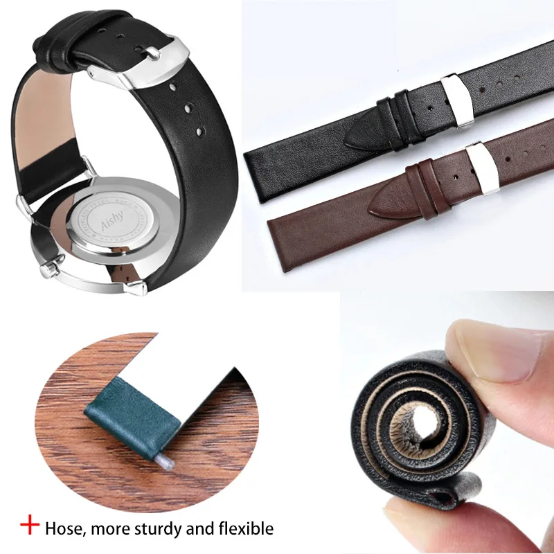 High quality Soft Watch Strap 8mm 10mm 12mm 14mm 16mm 18mm 20mm 22mm 24mm Genuine Leather Brown Red Pink Black Watchband