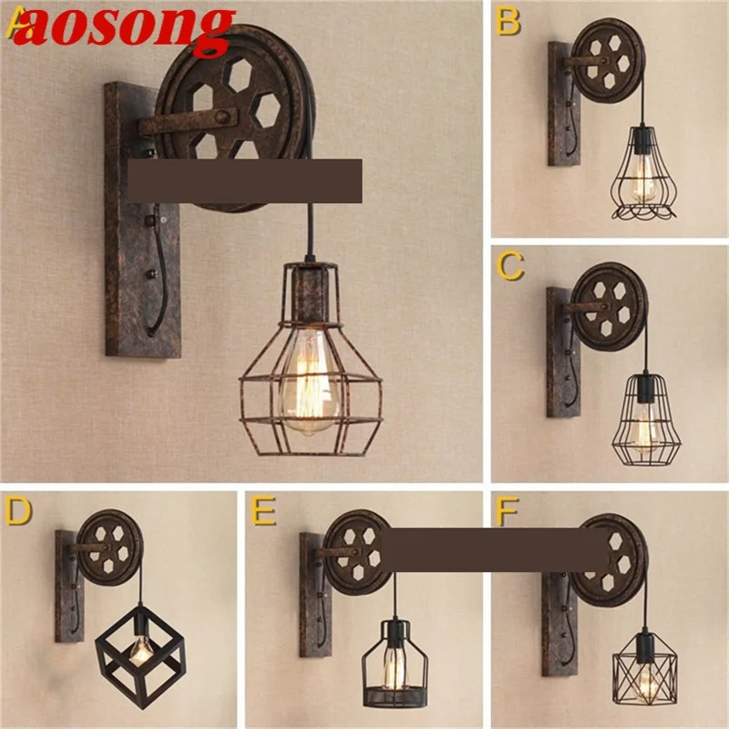 

AOSONG Classical Wall Light Sconces LED Lamps Industrial Design Retro Loft Fixtures Decorative for Home