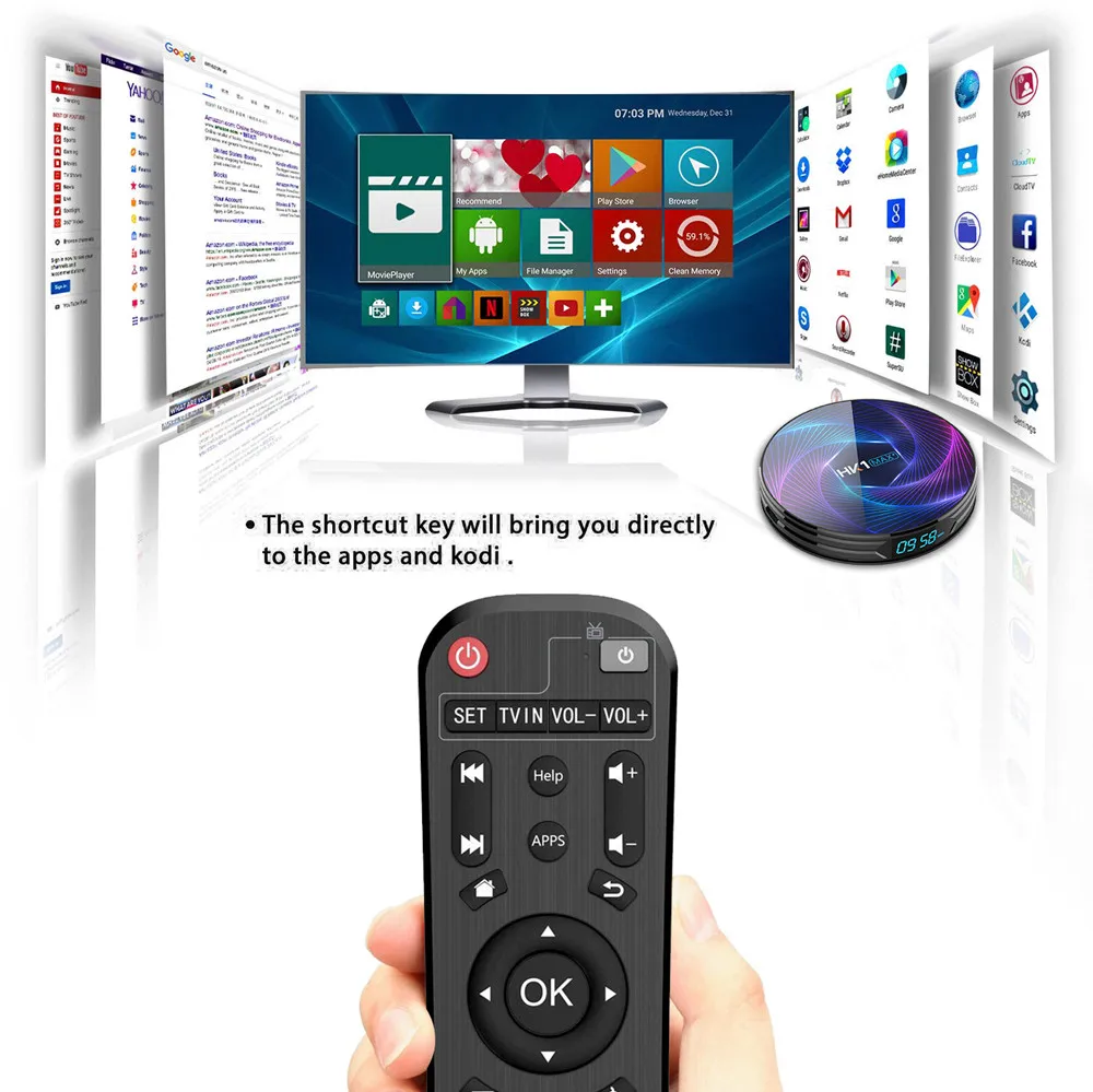 HK1 MAX Plus Восьмиядерный Android 9 0 Smart tv Box 4 Гб 128 64 ГБ 32 RK3368PRO 1080P H.265 4K Google плеер Netflix