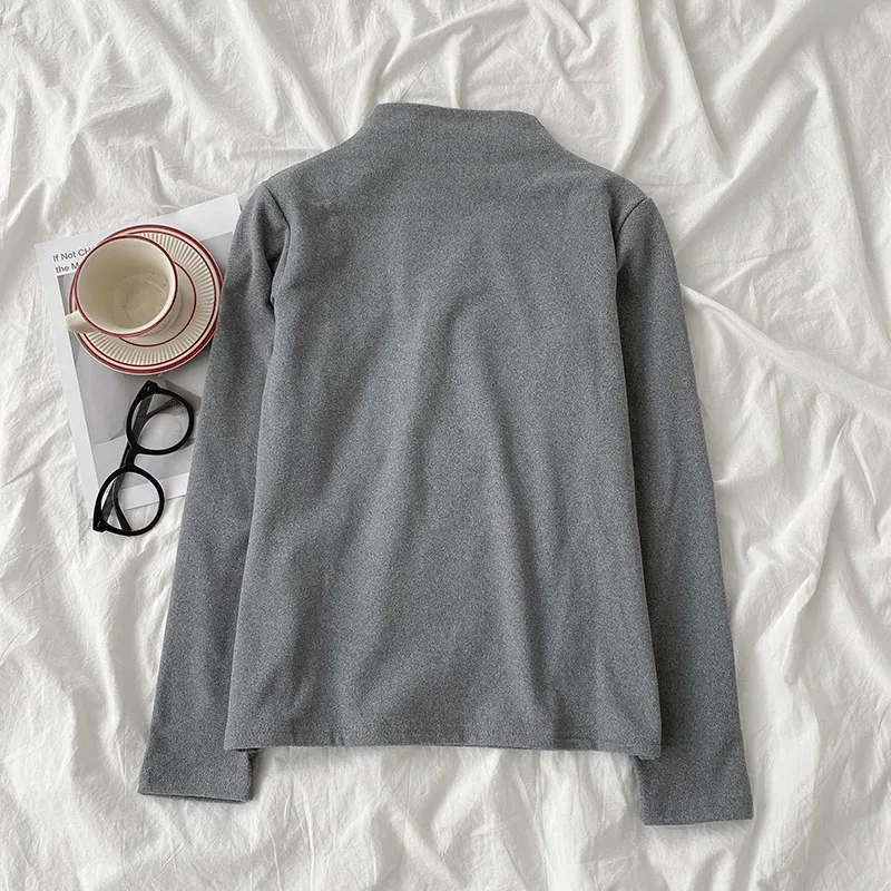 

Heliar Long Sleeve Shirt Turtleneck Solid Basic White Shirt Woman T-shirts Spring Autumn 2020 French Pullover Tee Shirt Femme
