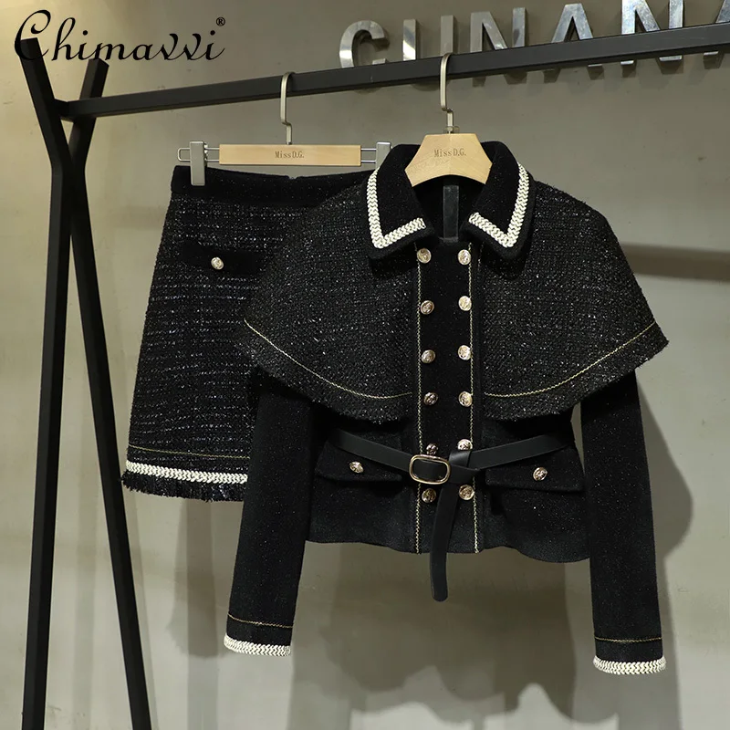 

High-End Elegant Women's Clothing 2pcs 2021 Fall Fashion Long Sleeve Slim Jacket High Waist Slim Skirt Leisure Commute Outfit