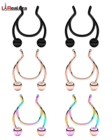 14g 316l stainless steel horn shaped nostril clip for boys and girls no perforated jewelry for artistic beauty