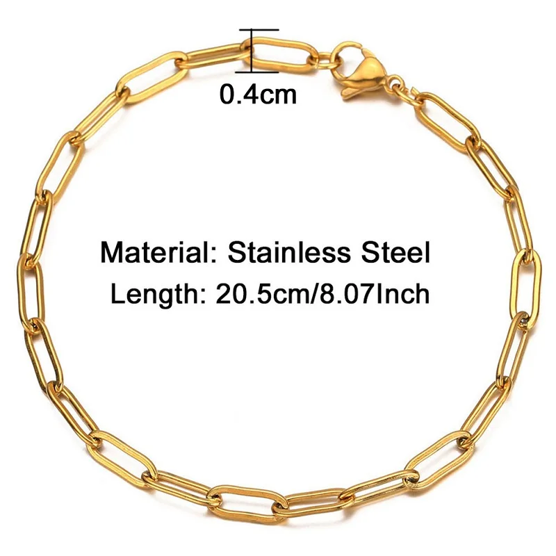 Простой браслет из нержавеющей стали для женщин и девочек застежка OT скрепки