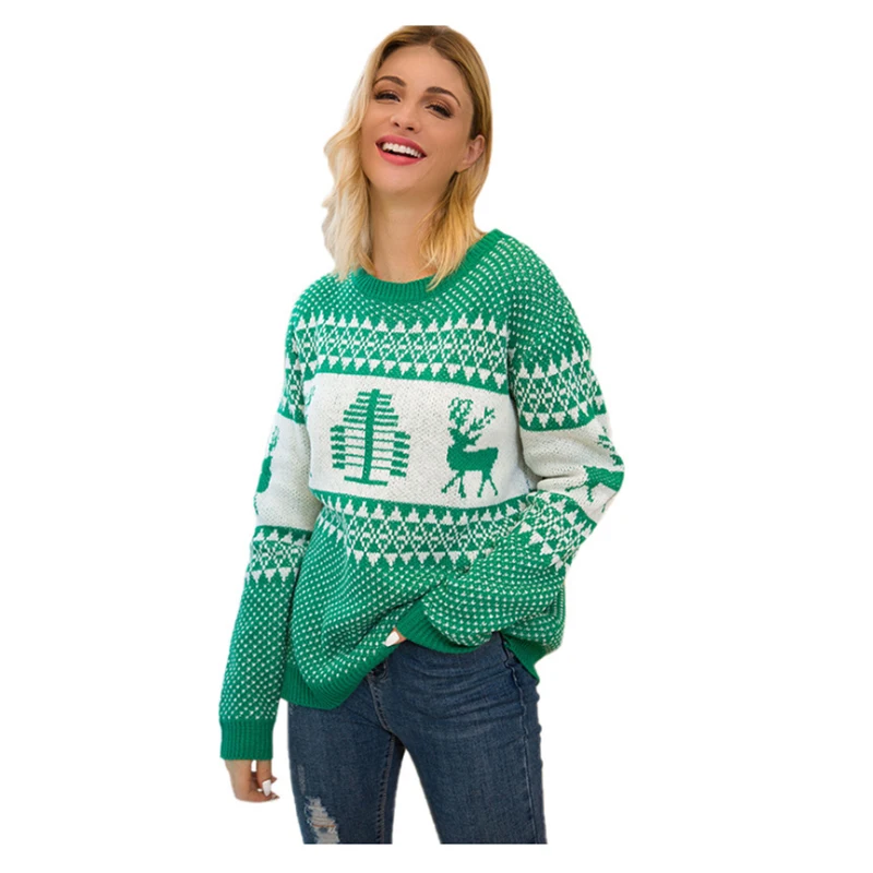 

Nice Autumn Knitted Sweater for Women Winter Christmas Sweaters Warm Pullover Christmas Plaid Sweaters Ladies Female Loose Tops