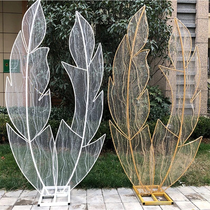 Pantalla de pluma de encaje de hierro forjado, accesorios creativos para bodas, fondo de pantalla, estante de hierro forjado-2