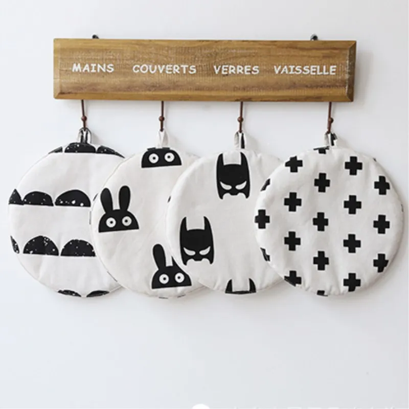 INS Скандинавская черно-белая круглая подстилка хлопковая подставка нескользящий