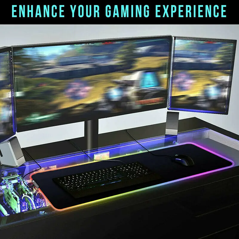 

RGB Gaming Keyboard Mat Sensitivity Glowing LED Extended Mousepad for Computer