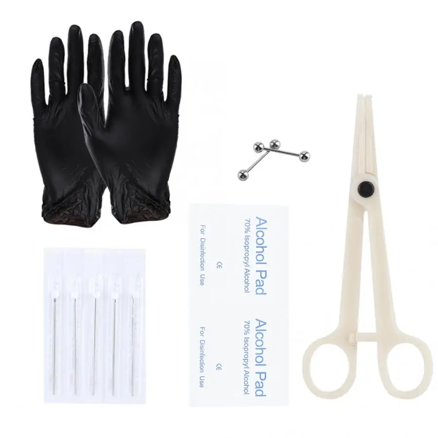 Набор инструментов для пирсинга тела комплект из 11 предметов иглы носа пупка