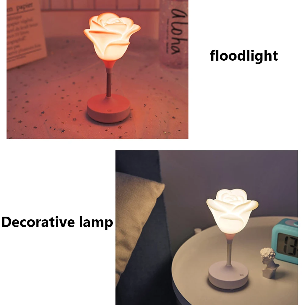 

Silicone Rose Shape Lamp Touch Dimming Rechargeable Bedroom Bedside Decoration Night Light LED Eye Protection Lamp
