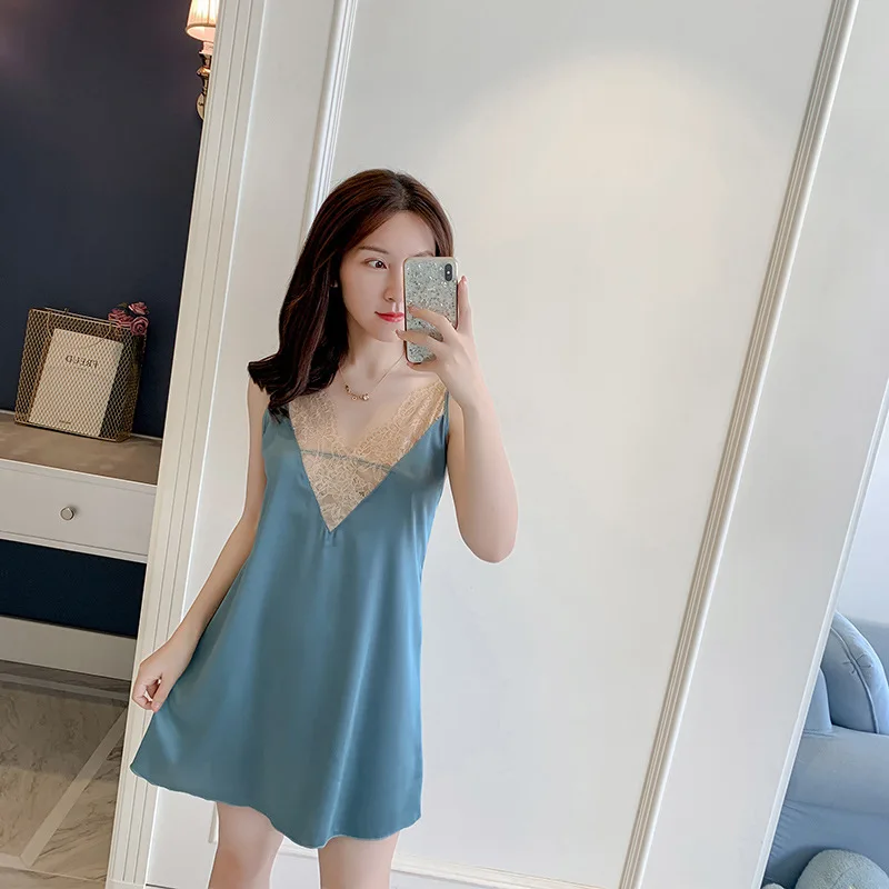 

Summer Satin Dress Female Nightgown Sleepwear 2PCS Pajamas For Women Bathrobe Sleep Tops Lingerie Set Sexy сексуальное белье