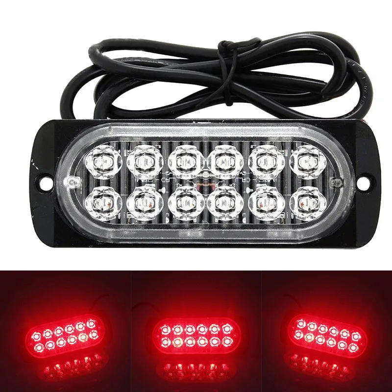 

12LED Off-road Car Trailer Trucks Safety Urgent Working Fog Red Light Lamp DC 12V~24V 36W LED Urgent Light Fast Heat Dissipation