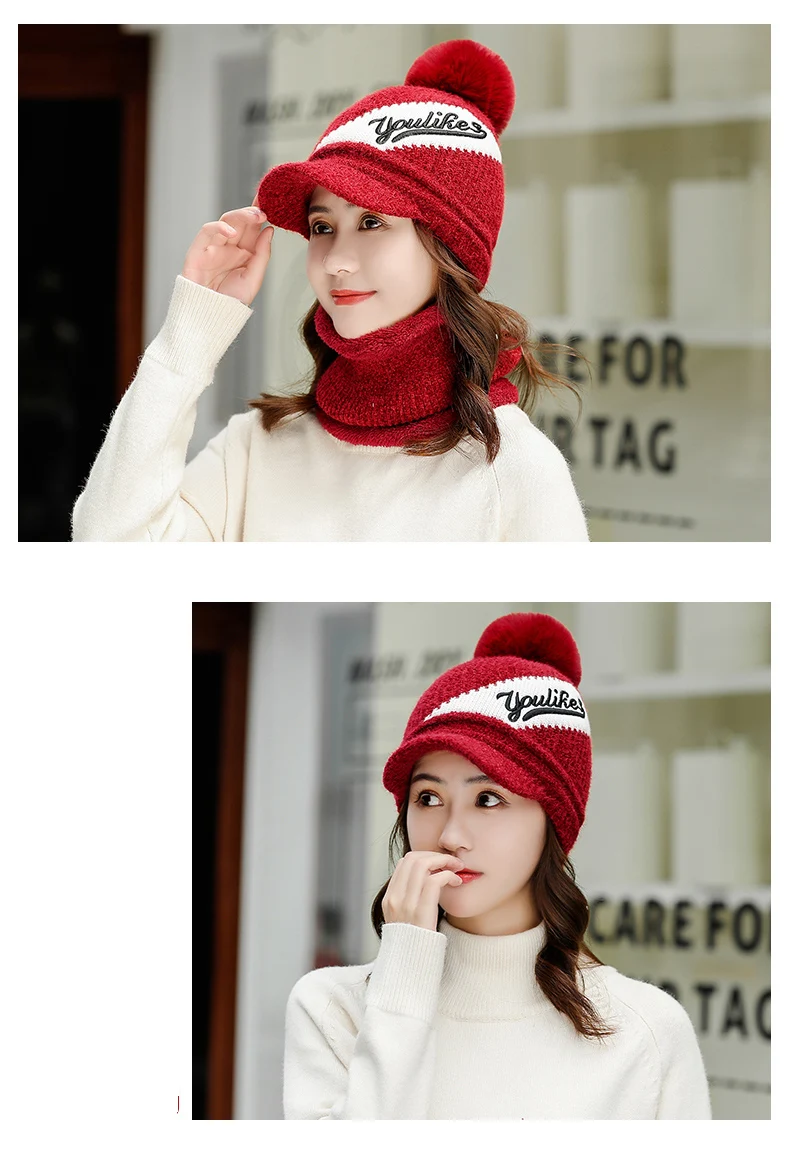 Зимняя шапка Skullies Beanies, модные шапки для женщин и девочек, теплый шарф из синели, набор шапок, Балаклава, маска, шапка, вязаная шапка