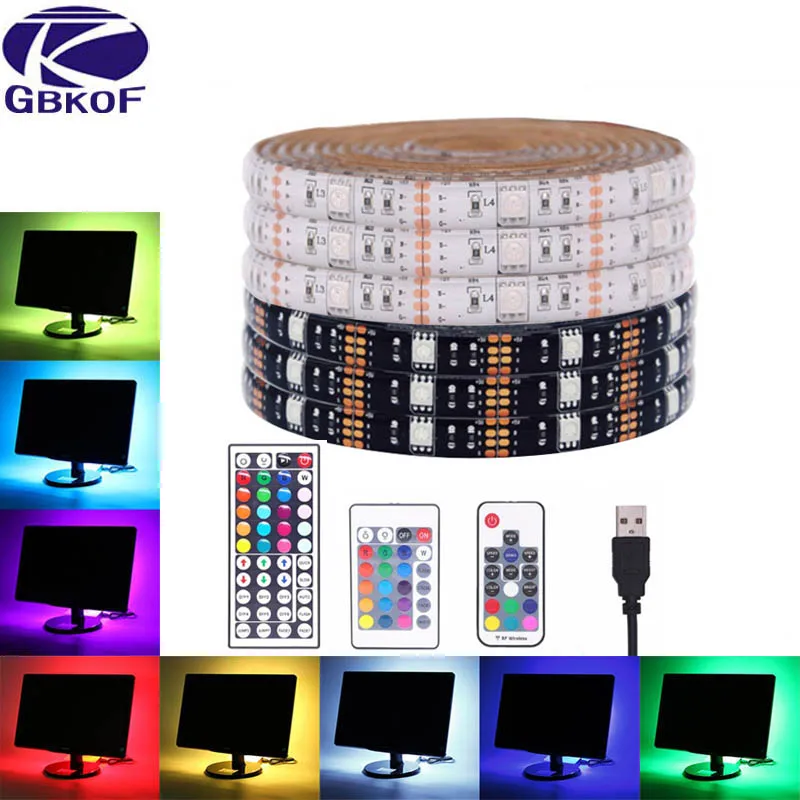 USB Светодиодная лента 5050 RGB гибкий светодиодный светильник DC5V изменяемый Цвет ТВ