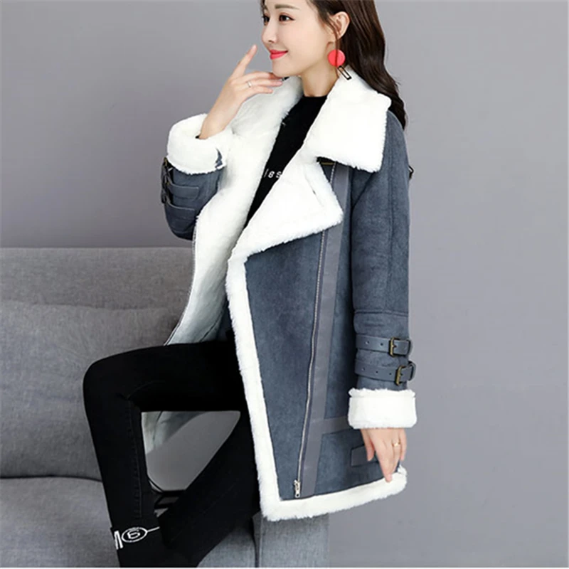 Женское кашемировое пальто с воротником-стойкой теплое хлопковое из овечьей