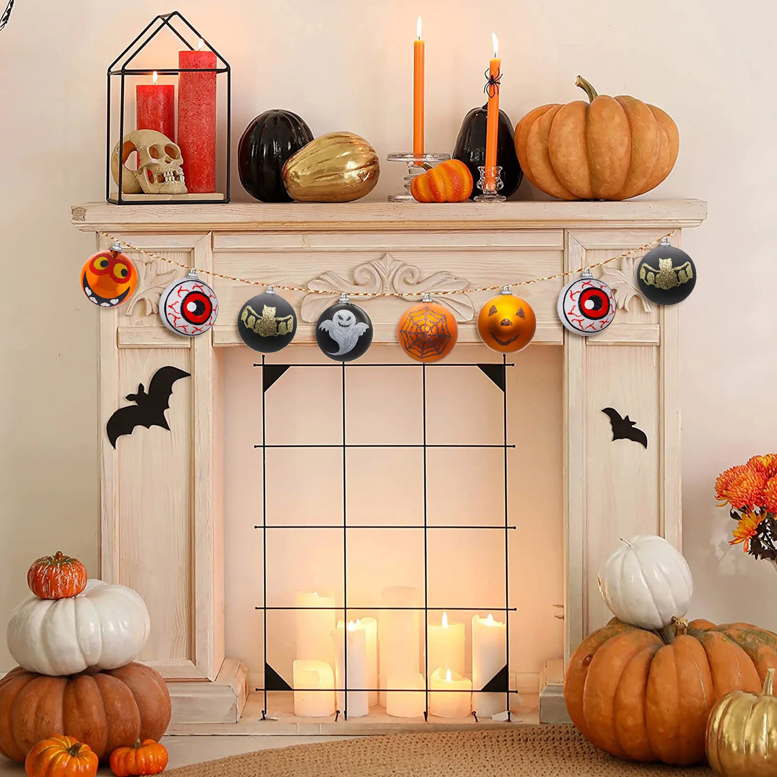 

12PCS Halloween Pumpkin Ball for Halloween Wreath Ornaments And Party Decor Halloween Outdoor Home Garden Decoration