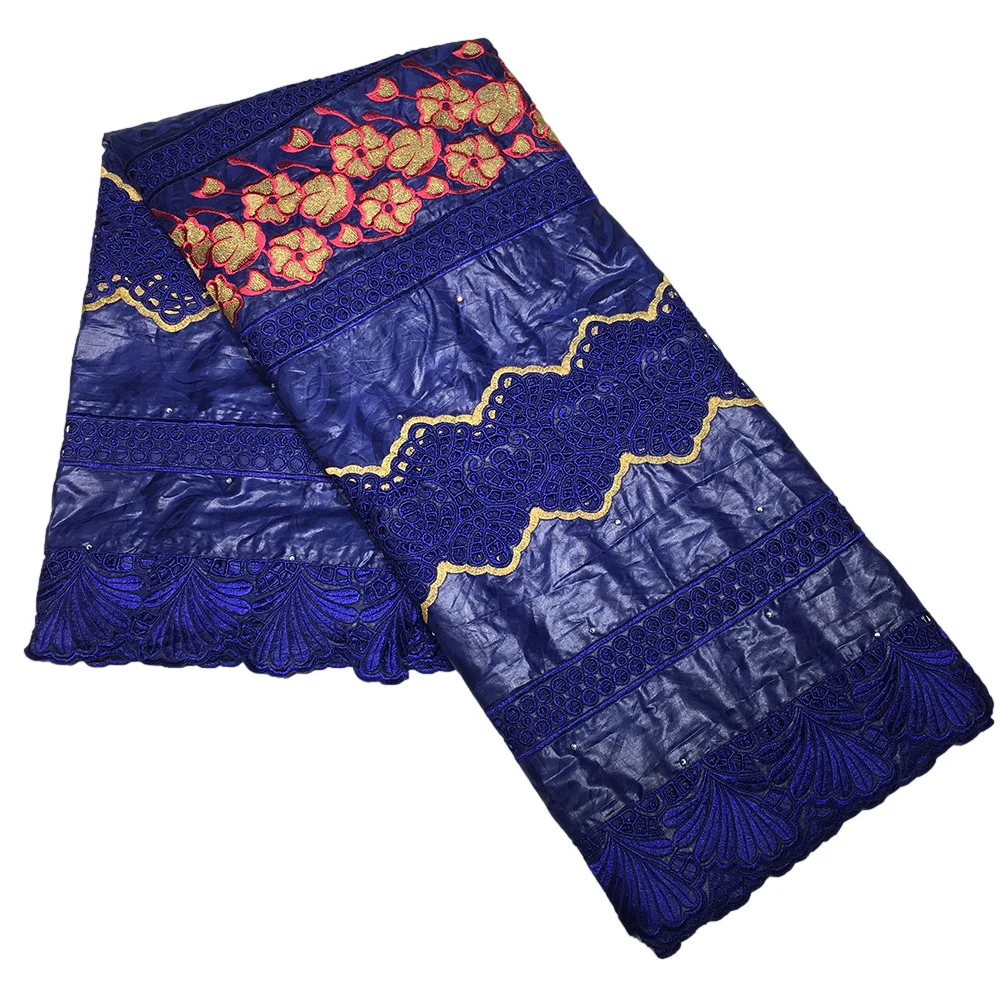 Оранжевый Африканский базин богатая ткань Африканское кружево свадебная брод 2 5