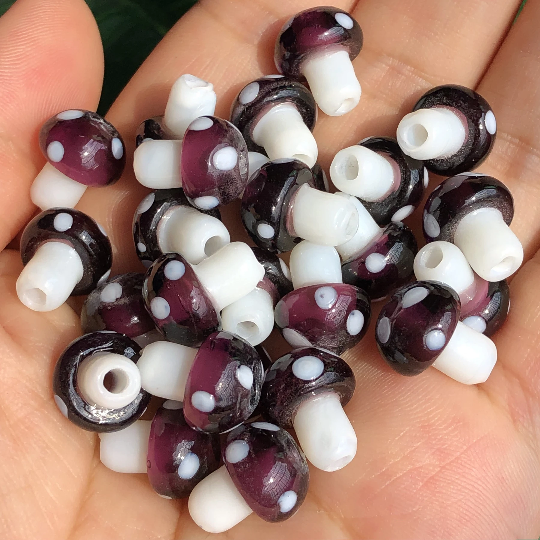 

Wholesale Purple Mushroom Lampwork Glass Loose Beads for DIY Crafts Jewelry Making Findings Accessories Earring 10x13mm 12x17mm