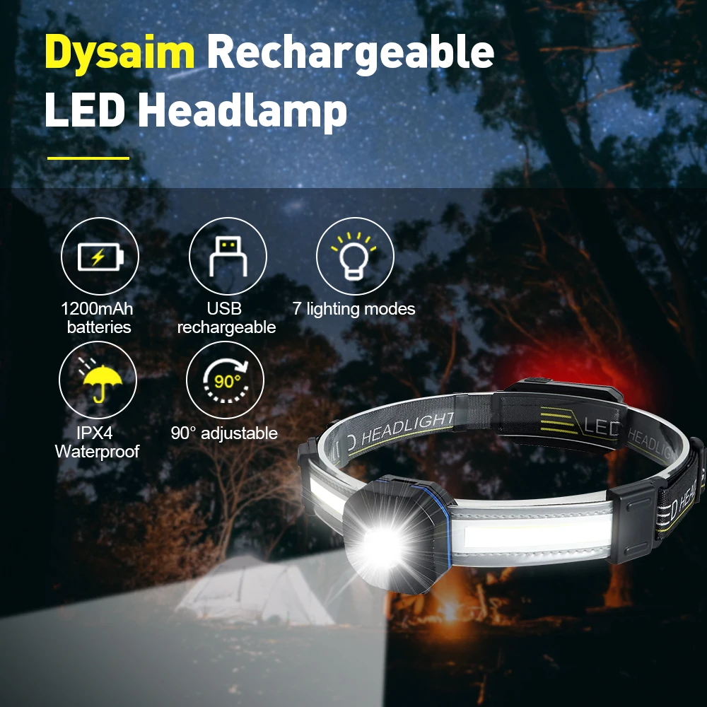 Головсветильник фонарь COB налобный светодиодный головной водонепроницаемый