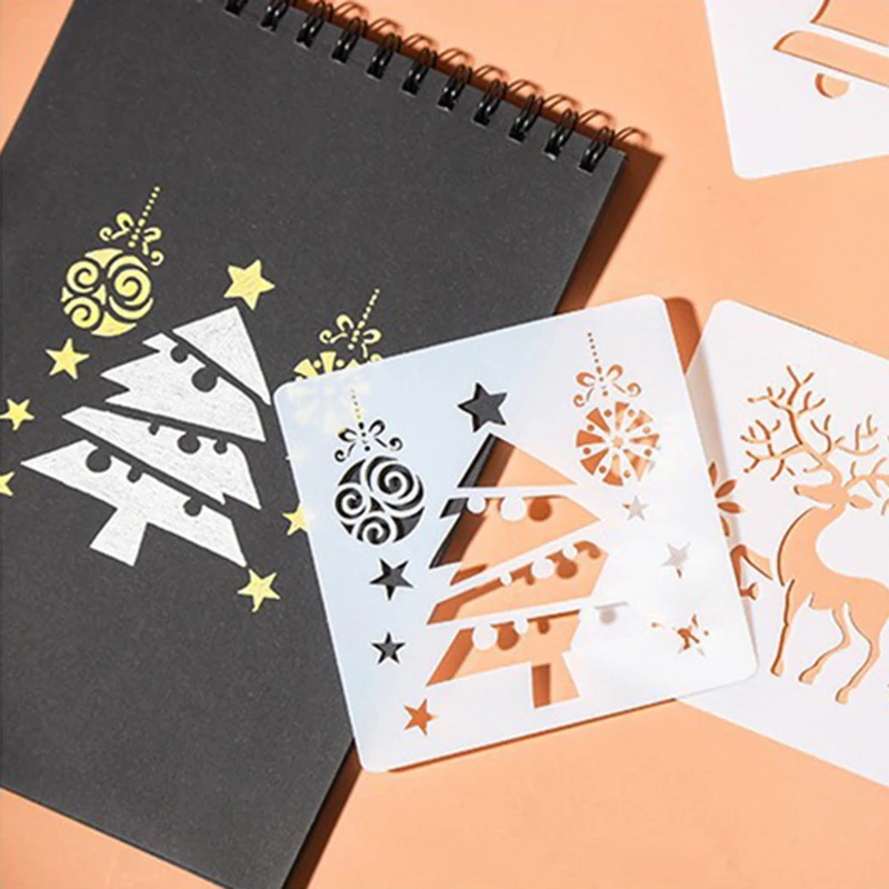 12 шт. Рождественский трафарет Санта Клаус Снеговик Снежинка пластиковый шаблон