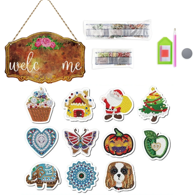 

DIY Door Hanging Diamond Painting Kit Iron Sheet Embroidery Outdoor Home Decor