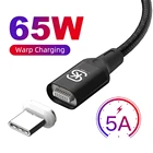 Магнитный зарядный кабель для OnePlus 9Pro 9R 8 8T 7 6 Nord 2, зарядный кабель 5 А, 65 Вт, Type-C, для быстрой зарядки Realme GT