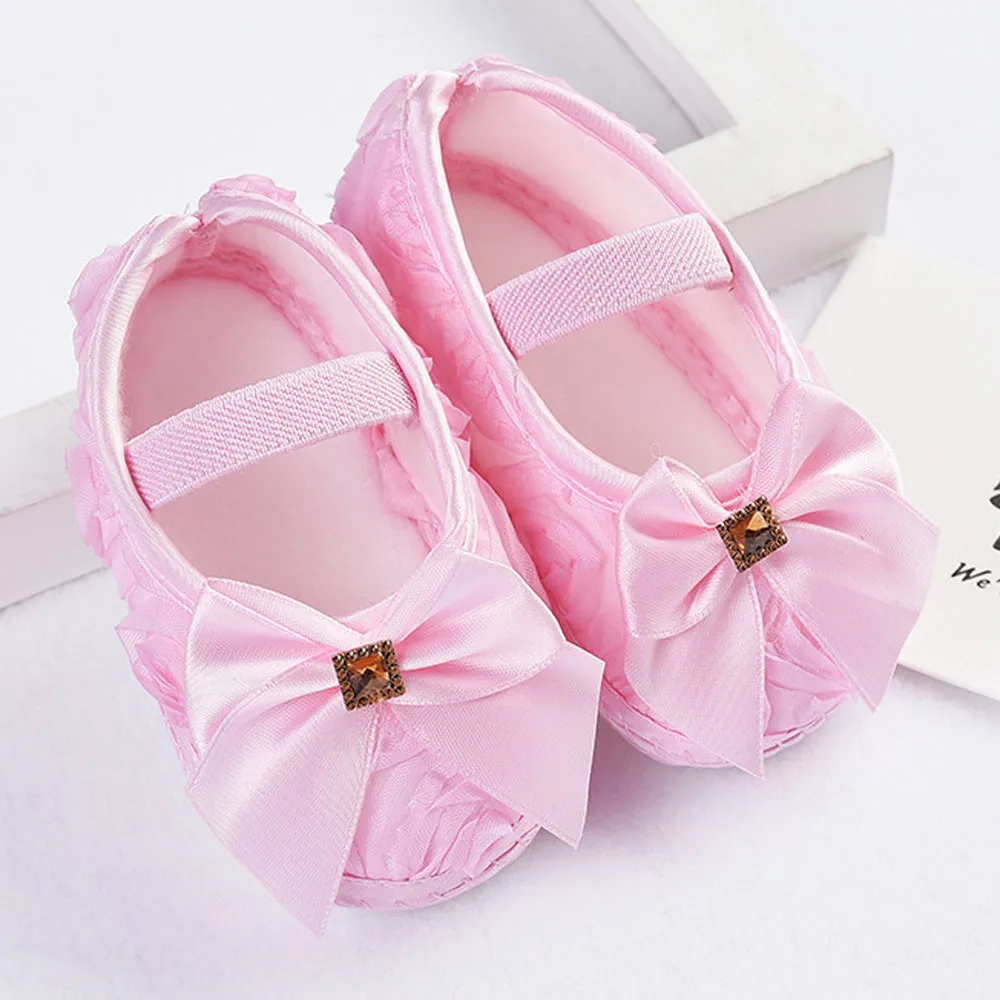 

TELOTUNY baby shoes Toddler Kid Baby Girls Rose Bowknot Elastic Band Newborn Walking Shoes Soft Sole Anti-slip Princess Shoes
