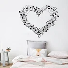 Виниловая наклейка на стену в виде нот, персонализированная наклейка с любовным сердцем, домашний декор, креативное украшение для спальни, гостиной, музыканта