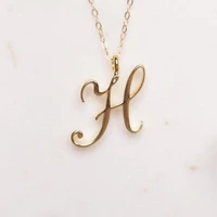 cursive english 26 letter name sign fashion lucky monogram pendant necklace alphabet initial mother friend family gift jewelry