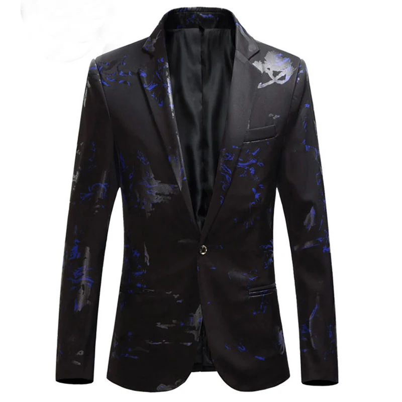 

2020 модные цветочные блейзеры для выпускного вечера, Мужской Цельный пиджак с отложным воротником, новый костюм большого размера