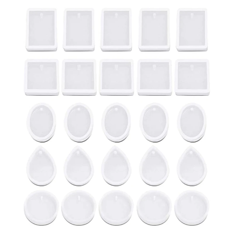 

25 Pcs/Set Crystal Epoxy Resin Mold Keychain Pendant Silicone Mould DIY Crafts Jewelry Necklace Casting Tools