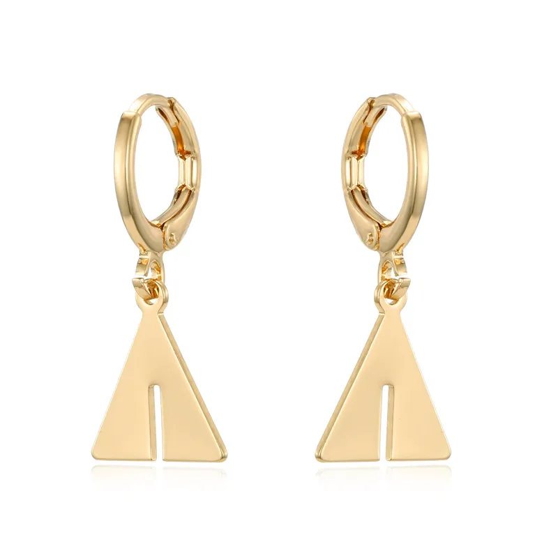 Фото 1 пара золотого и серебряного цветов треугольные геометрические серьги-кольца с