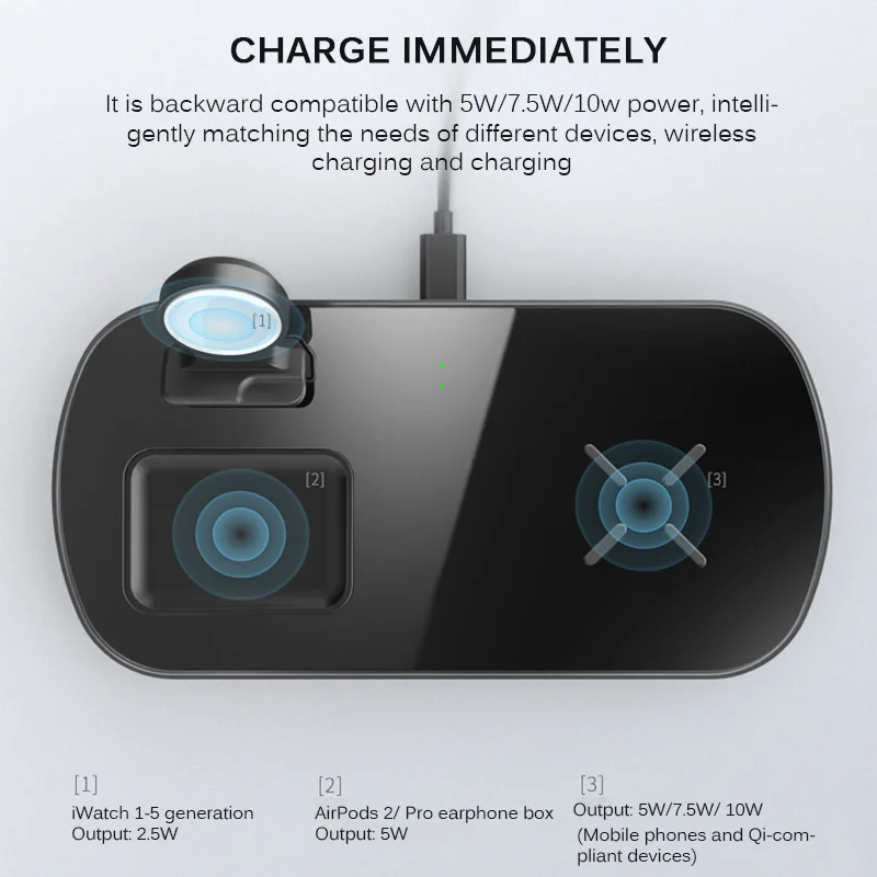 2020 Новый Type C3 в 1 многофункциональная зарядная плата беспроводного зарядного