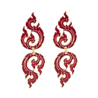 long dangle gold fire flame design earrings for women female punk gothic drop earrings gold fire jewelry gifts