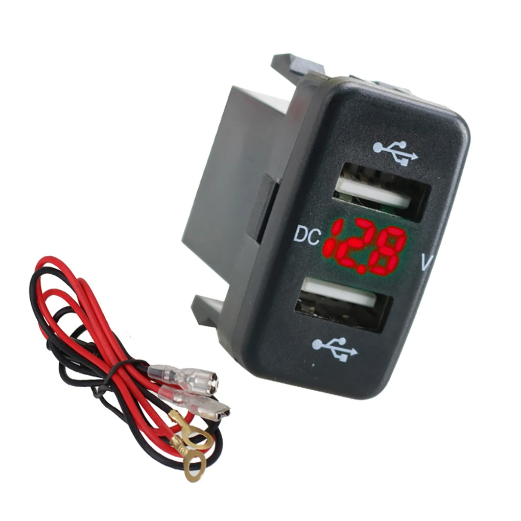 

Car Charger Dual USB Ports Charging Adapter with Digital Voltmeter for Phone Tablet Driving Recorder