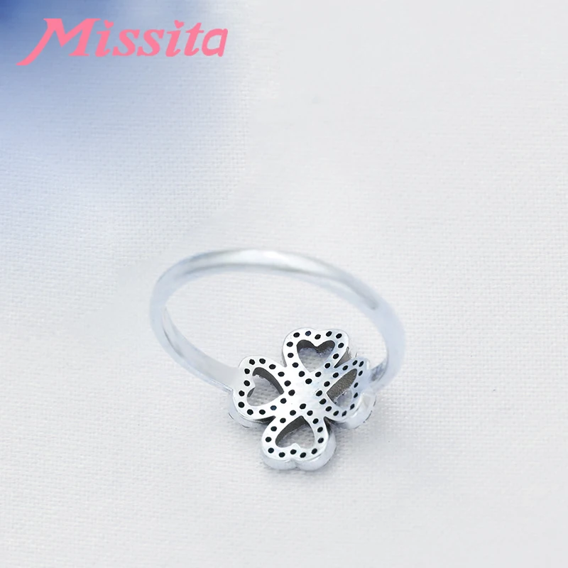 Новинка 2019 кольца MISSITA с кристаллом в виде клевера для женщин подходит