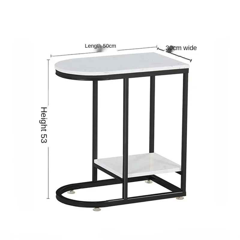 

Marble top side table bedside table table living room small coffee table modern sofa corner table double-layer marble