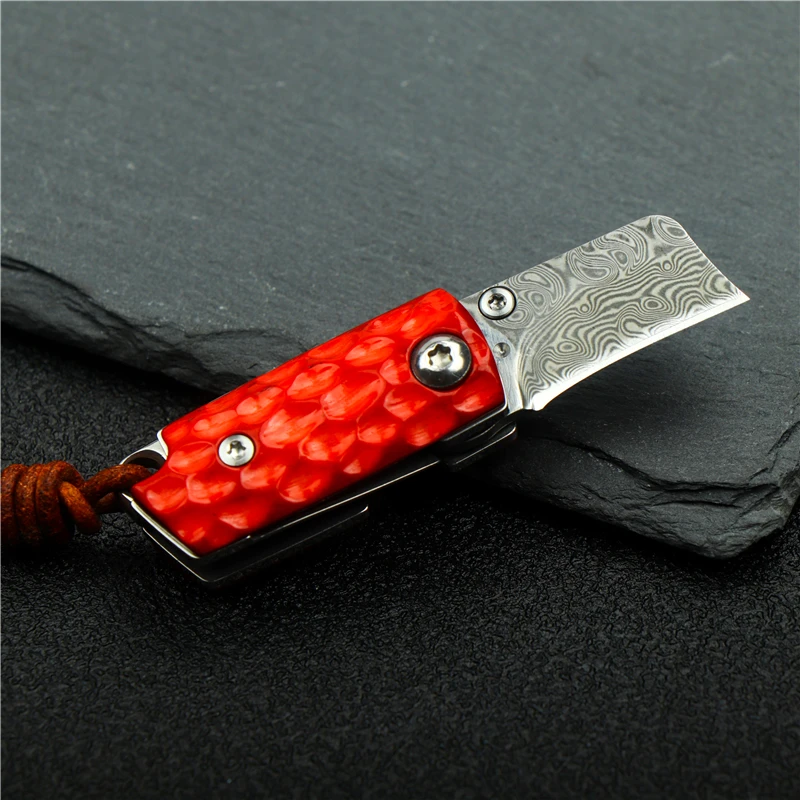 Складной нож из дамасской стали карманный мини-нож для кемпинга и фруктов острый