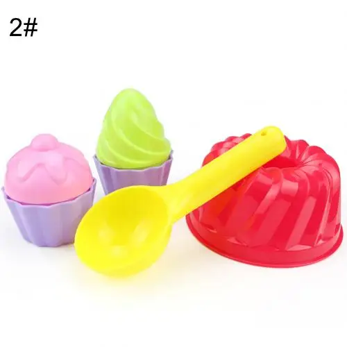 6Pcs Ice Cream Cup Детское пляжное цветное мороженое формы для торта ложка Набор для игры на открытом воздухе песок игрушка идеально подходит для песочной ямы или на пляже - Цвет: 6Pcs Ice Cream Cup