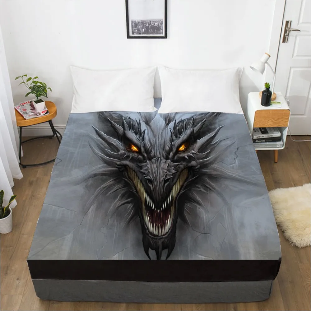 

3D Luxury Fitted Sheet 160x200/150x200,Bed Sheets On Elastic Band Bed,Mattress Cover.Bedsheet Bedding,Bed Linen Cartoon Dargon