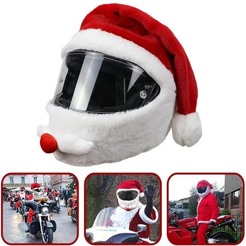 

Plush Creative Christmas Style Helmet Cover Motorcycle Helmet Sleeve Christmas Hat Plush Festive Touch Helmet Hood Sleeve Cover