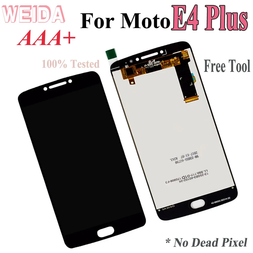 

ЖК-дисплей WEIDA E4 plus для Motorola Moto E4 plus, сенсорный экран с цифровым преобразователем в сборе, черный с бесплатным инструментом
