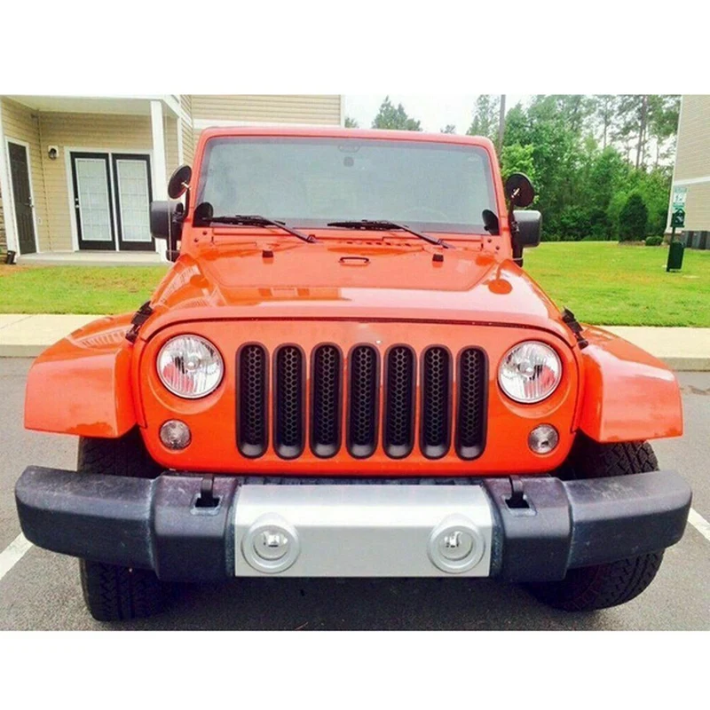 Передняя сетчатая вставка для гриля 7X Зажимная решетка Jeep Wrangler JK JKU Unlimited Rubicon Sahara