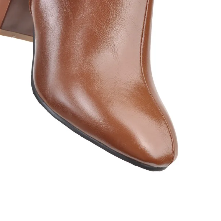 Большие Size32-45; модные ботинки на квадратном каблуке; сезон осень-зима; женская обувь на высоком каблуке с квадратным носком на молнии; сапоги до колена; женская обувь; ; MAZIAO