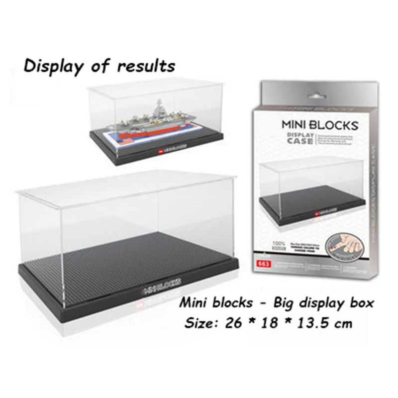

2021 New Building Block Box Transparent Dust Cover Display Box Dustproof ShowCase Gray All Brands Blocks Model Toys Kids Gifts
