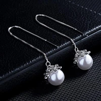 kofsac new exquisite zircon flower pearl drop earring lady jewelry 925 sterling silver earrings for women valentines day gifts