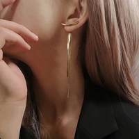 minimalist vintage long tassels earrings for women metal snake bone chain show thin face stud earrings party jewelry accessories