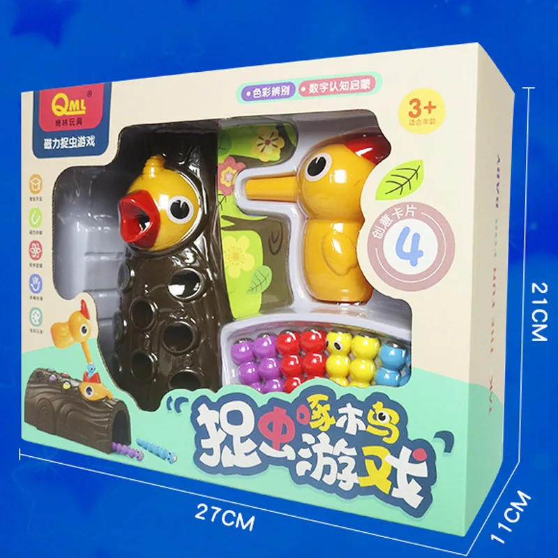 Развивающие игрушки с дятлами рост магнитный замок червячок для кормления