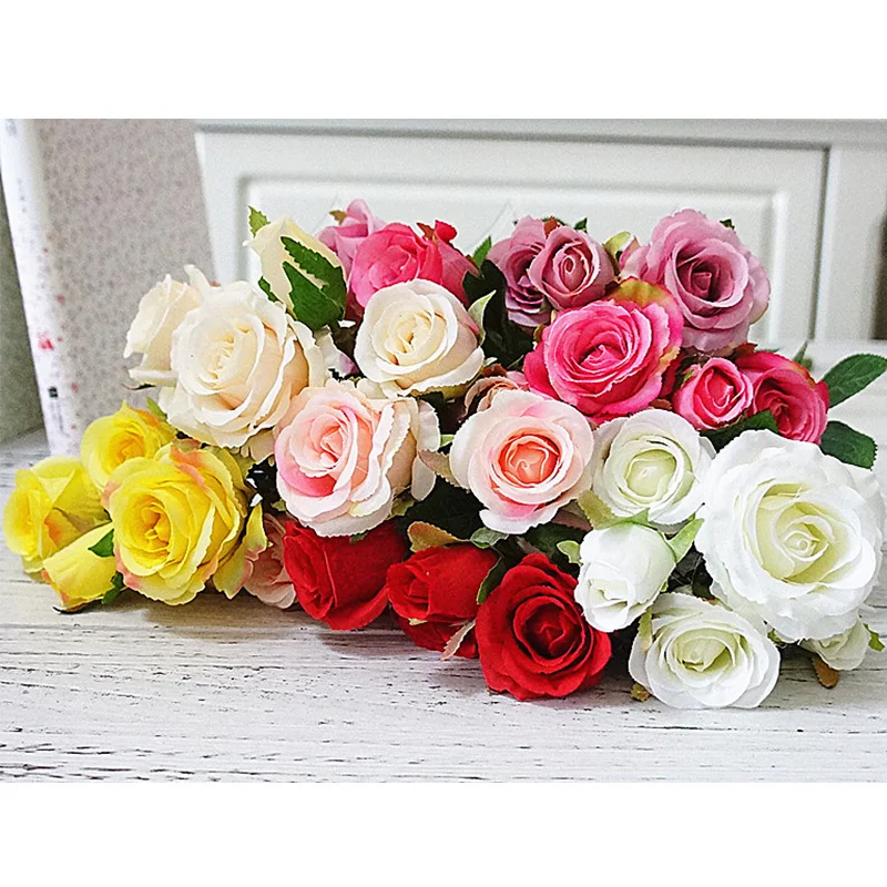 5 цветов/ветка искусственные свежие розы настоящие на ощупь цветы Декор для дома