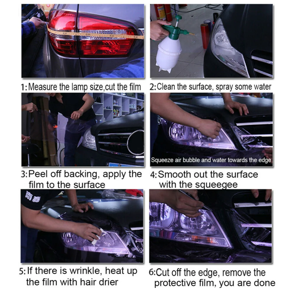 

Wrap Vinyl Film 1 Roll 12x48Inch Car Fog Taillight Transparent Removable